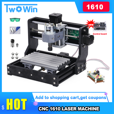 Mini máquina CNC Rounter DIY 1610pro + láser de 500mw, área de trabajo 16*10*4,5 cm, fresadora PCB de 3 ejes con Control GRBL ► Foto 1/6