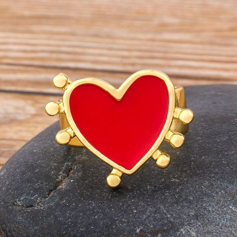 Anillos con forma de corazón para mujer, anillo ajustable de Color dorado y rojo, joyería de aniversario de boda para fiesta ► Foto 1/5