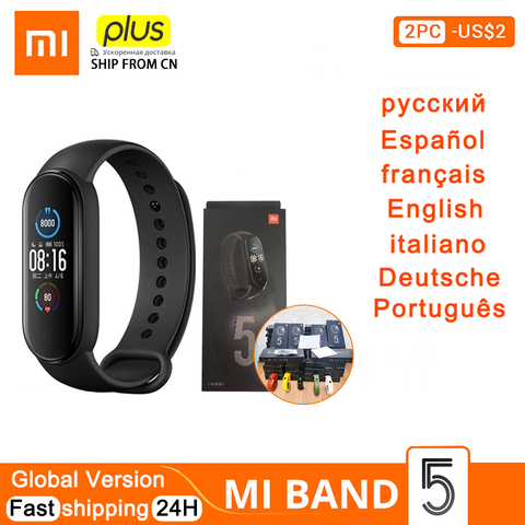 2022 nuevo Xiaomi Mi banda inteligente a 5 pulsera 4 Color Pantalla AMOLED Miband gota 5 Fitness de Traker Bluetooth Smartband miband gota 5Global ► Foto 1/6