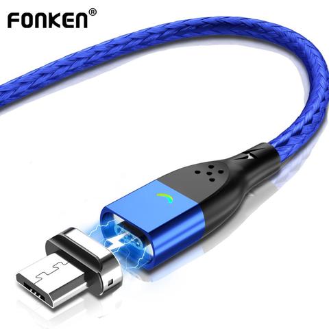 Cable Micro USB FONKEN Smile LED Cables magnéticos 1m 2m imán de carga rápida para teléfono móvil cargador rápido cable de datos USB para tableta ► Foto 1/6
