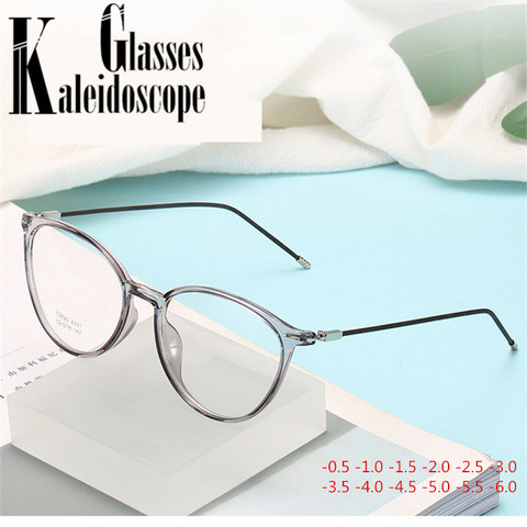 -1-1,5-2,0-2,5-3 -4-6,0 gafas graduadas para miopía los hombres y las mujeres marco transparente de estudiante de moda Short-sighted de gafas ► Foto 1/6