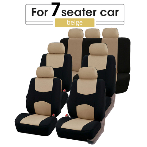 Funda de asiento de coche, Airbag Compatible, tela de ventilación, protección de asiento, Universal, Beige, accesorios interiores para 1/2/5/7 asientos ► Foto 1/6