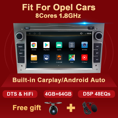 Android 10 Radio del coche para Opel Astra H G J Vivaro Zafira B Vectra C Corsa D C Meriva 4GB 64GB reproductor Multimedia GPS 2 Din SIN DVD ► Foto 1/5