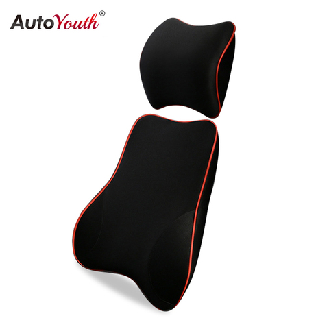 AUTOYOUTH-almohada de soporte Lumbar para coche, Kit de almohada para reposacabezas de coche, soporte Lumbar sanitario Universal para asientos de coche ► Foto 1/6