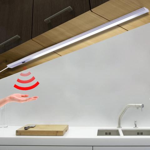 Barra de luz LED de aluminio para cocina, lámpara de noche con movimiento de barrido manual, 30/40/50cm, 5V, USB, tubo de baño, cama, habitación, cocina, armario ► Foto 1/6