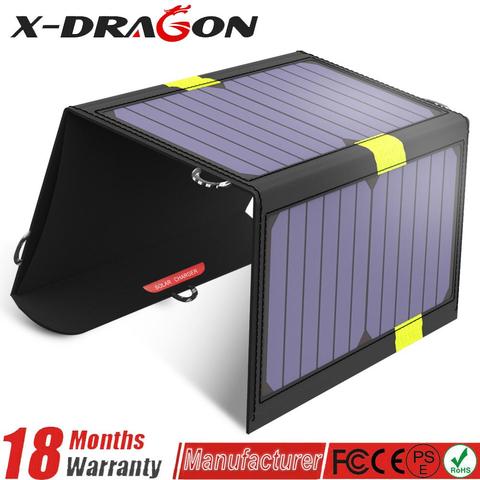X-DRAGON-cargador de Panel Solar plegable de alta eficiencia, 5V, 20W, para senderismo y exteriores ► Foto 1/6