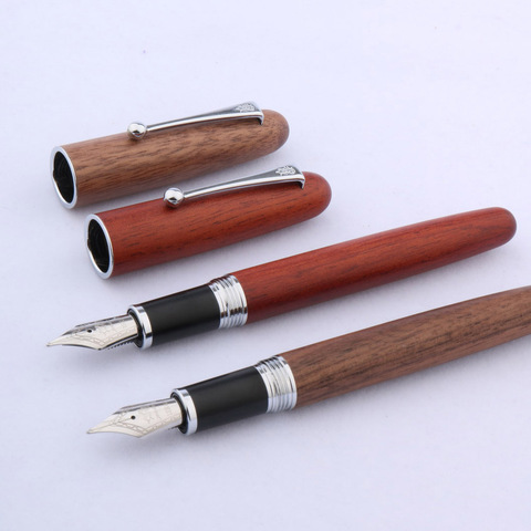 Pluma estilográfica de madera marrón y Rojo 9035 jinhao nueva de calidad de lujo, papelería giratoria plateada, suministros escolares y de oficina, pluma de tinta ► Foto 1/6