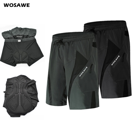 WOSAWE-pantalones cortos de ciclismo para hombre, ropa interior con acolchado 3D, holgado, a prueba de golpes, para ciclismo de montaña o de carretera ► Foto 1/6