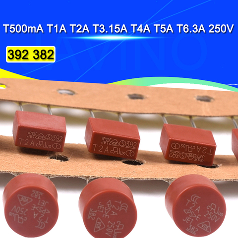 Fusible redondo de soplado lento, 500mA, 1A, 2A, 2.5A, 3.15A, 4A, 5A, 6.3A, 8A, 10A, 250V, 382, TV LCD de plástico, 392 cuadrados, 10 Uds. ► Foto 1/2