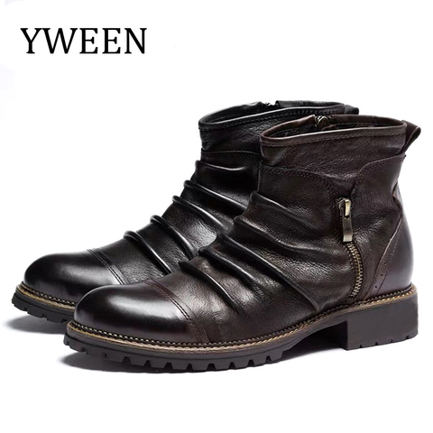 YWEEN-Botas de tendencia Retro para hombre, zapatos de alta calidad, Vintage británico, Chelsea, botas de Otoño de talla grande ► Foto 1/6