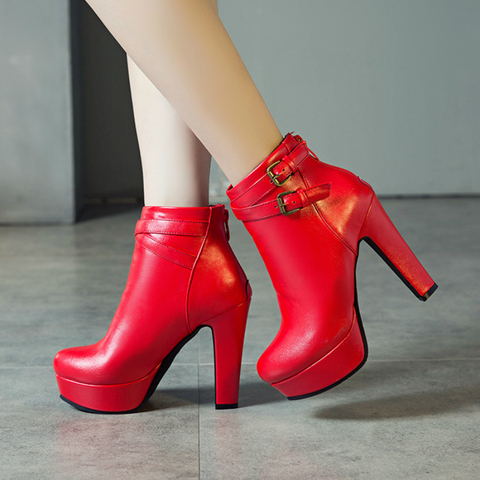 De moda de tacón alto botas de las mujeres de invierno de 2022 Sexy plataforma botines de mujer negro rojo Amarillo Blanco botas de Mujer Zapatos de gran tamaño ► Foto 1/6