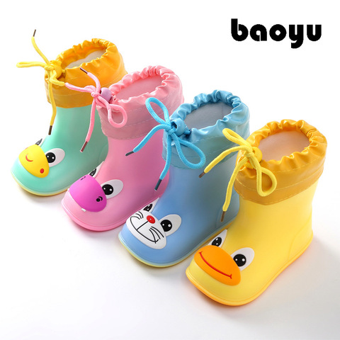 Zapatos para niños Botas de lluvia de goma de PVC zapatos de dibujos animados para niños, zapatos de agua para niños, Botas de lluvia impermeables antideslizantes cálidos ► Foto 1/6