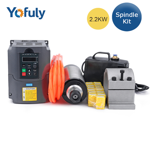 Kit de agua de husillo de 2,2 kW, motor de husillo de fresado er20 + VFD de 2,2 kW + abrazadera 80 + bomba de agua + cable ER20 + 1m de 13 Uds para enrutador CNC ► Foto 1/6