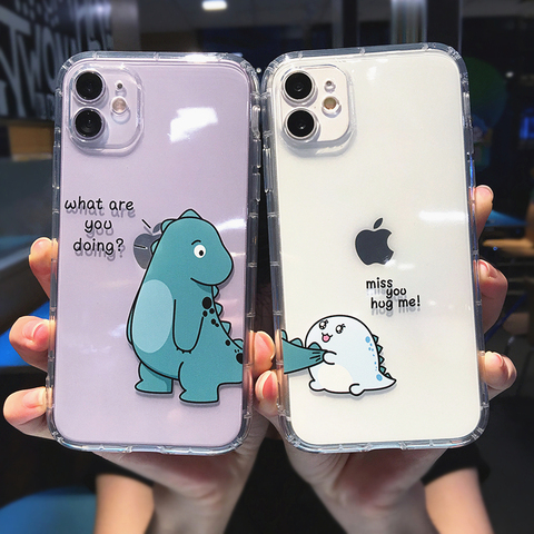 Funda de teléfono con dibujos de animales para iPhone, protector suave y transparente a prueba de golpes para iPhone 11 Pro Max X XS XR 7 8 plus 12 ► Foto 1/6