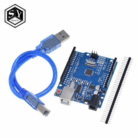 Uds lo genial de alta calidad conjunto UNO R3 (CH340G) MEGA328P para Arduino UNO R3 + CABLE USB ATMEGA328P-AU Placa de desarrollo ► Foto 1/6