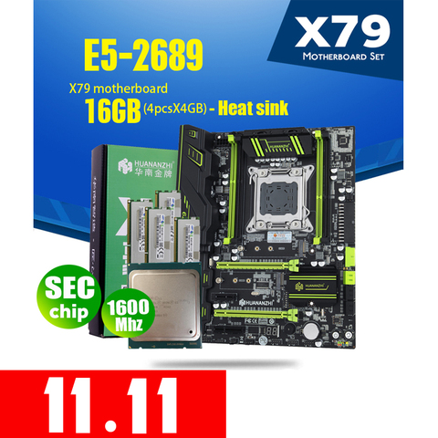 HUANANZHI X79 placa base LGA 2011 combos E5 2689 CPU 4 Uds x 4GB = 16GB DDR3 RAM 1600Mhz PC3 12800 PCI-E NVME M.2 disipador de calor ► Foto 1/6