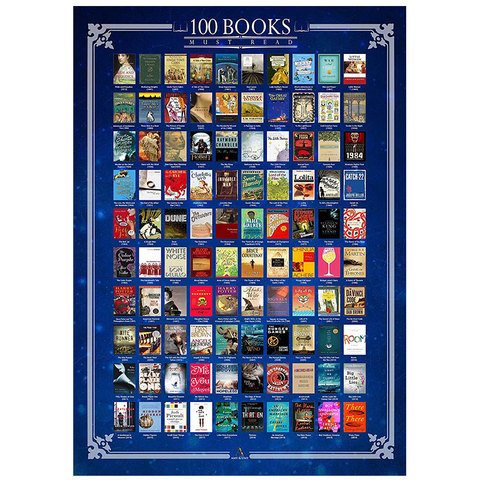 Póster de libros rascados, lista de cubo grande de 100x16,5 pulgadas, 23,4 se deben leer todos los tiempos ► Foto 1/6