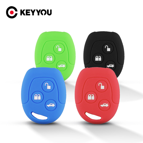 KEYYOU-funda de silicona para mando a distancia de coche, Protector de 2/3 botones para Ford Focus, Mondeo, Festiva, Fusion, Fiesta KA ► Foto 1/6