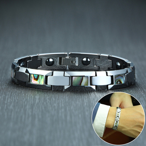 Brazalete de tungsteno magnético para hombre, pulsera magnética de hematita, cadena de energía para la salud, brazalete de tungsteno para el dolor de artritis ► Foto 1/6