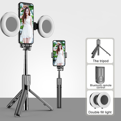 1,7 m extensible en trípode Selfie Stick anillo LED de luz de pie, 4 en 1 con Monopod montaje de teléfono para iPhone X 8 Android SmartPhone ► Foto 1/6