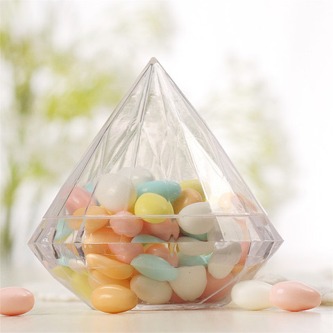 Caja transparente de dulces con forma de diamante, Cajas de Regalo de recuerdo para boda, contenedor de plástico transparente para decoración del hogar, regalo ► Foto 1/6