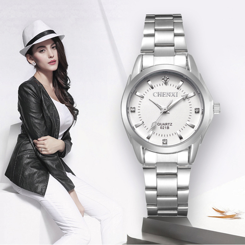 CHENXI dama de moda de diamantes de imitación reloj de mujer reloj de cuarzo de las mujeres relojes de muñeca vestido de mujer reloj xfcs relogio femenino ► Foto 1/6