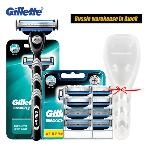 Gillette Mach 3 maquinilla de afeitar cuchillas para hombres cara reemplazable Sharp máquina de cuchilla de afeitar Mach3 Cassette hoja de afeitar de recarga ► Foto 1/6