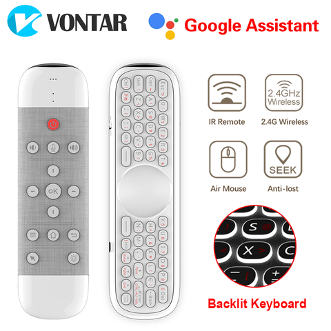 VONTAR-micrófono inalámbrico W2 Air Mouse, con Control remoto por voz, 2,4G, Mini giroscopio para teclado H96 MAX X88 pro, Android tv box, PC ► Foto 1/6