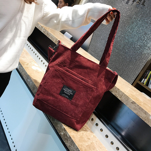 2022 las mujeres de pana bolso bandolera con cremallera de lona de algodón bolso Casual bolso mujer Eco bolso Vintage, bolsos de mensajero, ► Foto 1/6