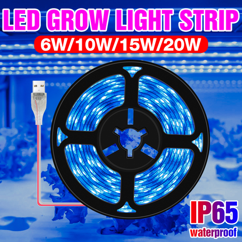 Espectro completo lámpara LED de cultivo para plantas impermeable crecer tira de LED USB crecimiento DC 5V de flor interior planta hidropónica de la luz ► Foto 1/6