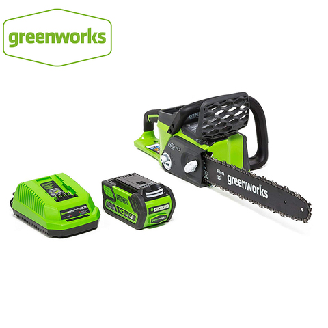 Gasolina power new Greenworks 40 V 4.0Ah sierra de cadena inalámbrica sin escobillas, motosierra 20312, con batería y cargador de Ah, ► Foto 1/5