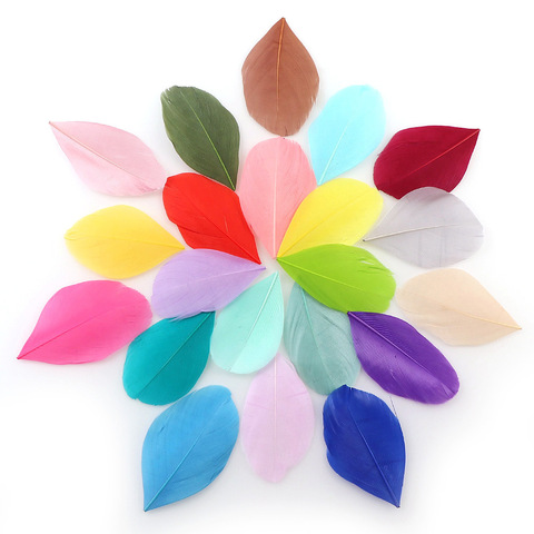 Plumas de ganso naturales de colores mezclados, Plumas para producción de joyas artesanales, decoración de vestidos de boda, accesorios DIY, 4-8cm/50 Uds. ► Foto 1/6