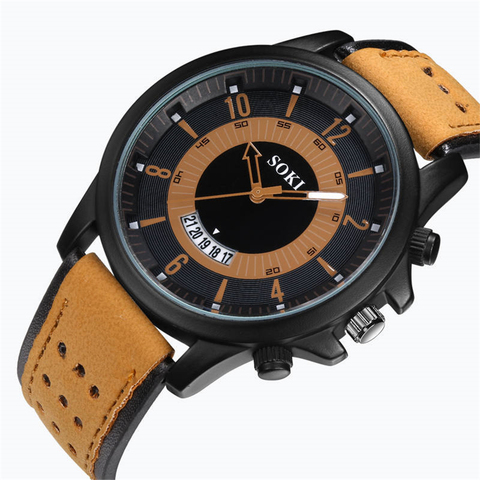 SOKI-Reloj de pulsera analógico de cuarzo para hombre, cronógrafo deportivo informal, estilo militar, Masculino ► Foto 1/6