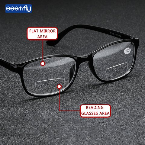 Seemfly-gafas de lectura para hombres y mujeres, lentes bifocales ultralivianas con marco negro transparente, para presbicia, dioptrías + 1,0 + 2,5 + 4,0 ► Foto 1/5