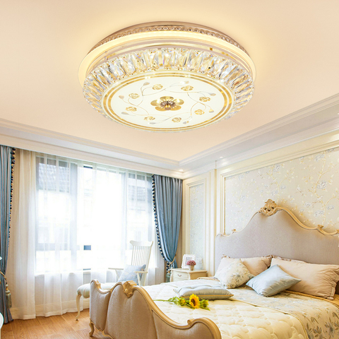 Lámpara de cristal para techo, luz LED redonda de lujo para sala de estar y dormitorio, con cristal K9, LED dorado ► Foto 1/3
