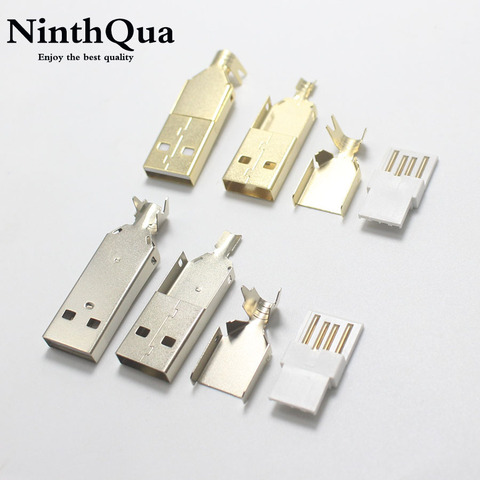 1/2/5 Juegos de conector macho de soldadura USB 2,0 tipo A, conectores chapados en níquel/Oro, toma usb-a trasera, adaptador DIY 3 en 1 ► Foto 1/4