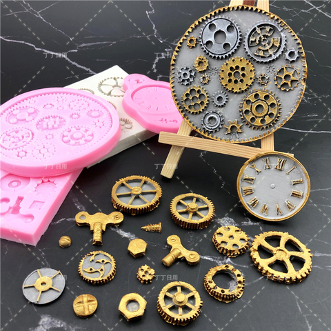 Moldes de engranajes estilo Steampunk para pastel, moldes de silicona para Fondant, moldes para cupcakes, utensilios de horneado para Chocolate, repostería, gelatina o pudin Decor ► Foto 1/5