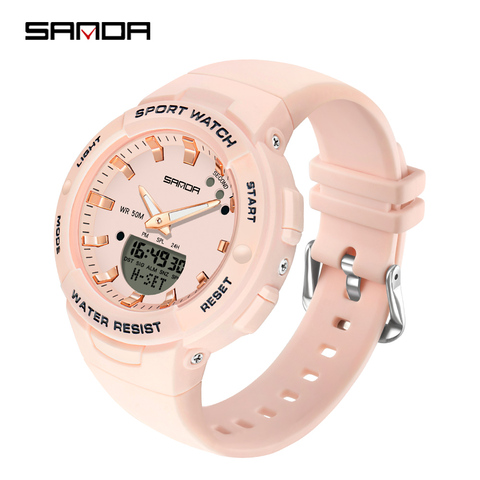 Sanda-reloj deportivo de lujo para mujer, pulsera de cuarzo Digital Led multifuncional, militar, resistente al agua, 6005 ► Foto 1/6