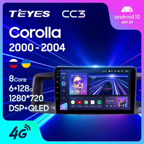 TEYES-Radio Multimedia CC3 con GPS para coche, Radio con reproductor de vídeo, navegador estéreo, Android 10, 2 din, dvd, para Toyota Corolla E130, E120, 2004-2011 ► Foto 1/6