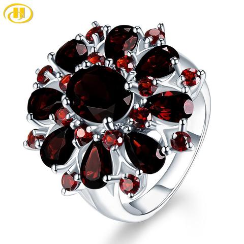 Hutang 7,54ct anillos de granate negro piedra preciosa Natural 925 anillo de plata Engagemenet joyería fina de lujo diseño elegante para regalo de mujer ► Foto 1/6