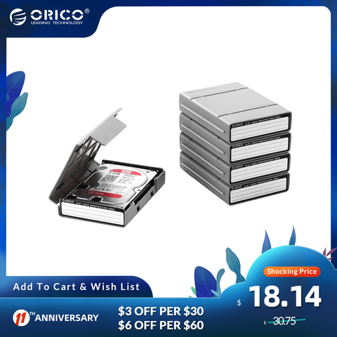 ORICO-caja protectora de disco duro portátil, 5 uds., 3,5 pulgadas, bolsa de HDD externa con etiqueta, almacenamiento multidisco para HDD ► Foto 1/6