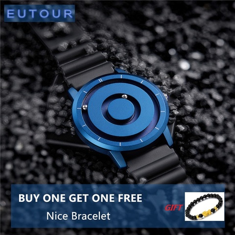 EUTOUR-reloj magnético azul de silicona para hombre, cronógrafo deportivo informal, a la moda, de cuarzo, dorado ► Foto 1/6