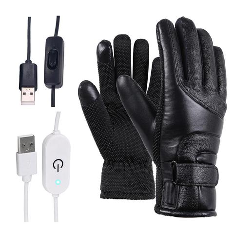 Guantes Térmicos eléctricos para motocicleta, resistentes al viento, para ciclismo, esquí, invierno, con alimentación por USB ► Foto 1/6