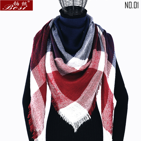 Bufanda a cuadros de Cachemira de invierno chal sjaal mujer poncho triangular marca de lujo bandana diseñador pashmina wrap grandes stoles de lujo ► Foto 1/6