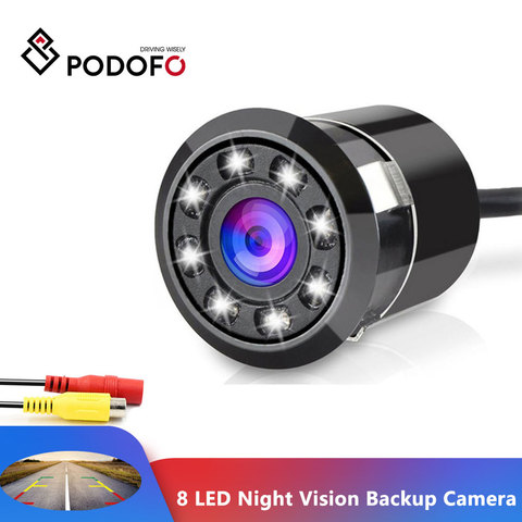 Podofo-cámara trasera de coche con 8 LED, visión nocturna, 18,5 MM, Full HD, CCD, cámara de visión trasera para estacionamiento, 170 grados, impermeable ► Foto 1/6