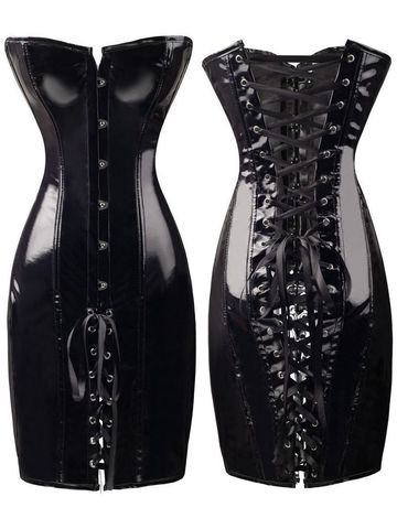 Vestido fetiche de PVC para mujer, corsé negro Sexy, S-XXL ► Foto 1/3