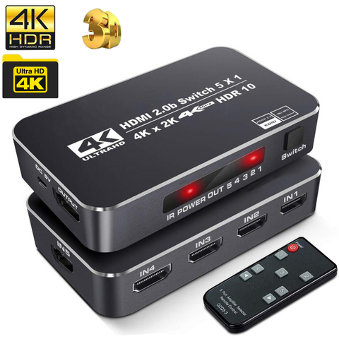 UHD HDMI interruptor 2,0 HDR 5 en 1 4k 60Hz HDMI Switcher hub caja selector 3 en 1 HDMI 2,0 HDCP 2,2 HDR para PS4 pro apple TV 5G etc. ► Foto 1/6