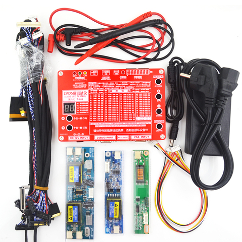 Probador de Panel LCD para ordenador portátil, herramienta de prueba de TV/LCD/LED de 7- 84 pulgadas con inversor de Cables de interfaz LVDS + línea de pantalla de 14 Uds. ► Foto 1/6