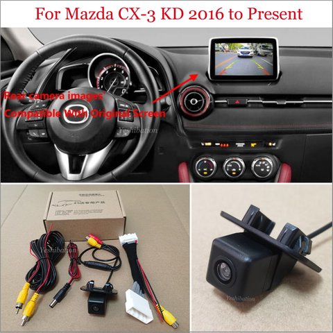 Yeshibation-Cámara de Vista trasera de coche para Mazda CX-3, CX3, CX, 3, KD, 2016 a Pr, cámara de marcha atrás, RCA y pantalla Original, Compatible ► Foto 1/6
