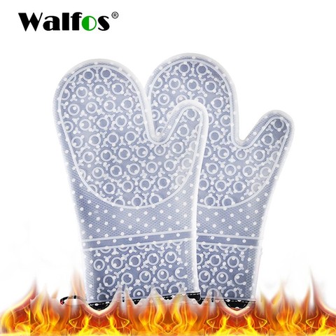 WALFOS una pieza manoplas de horno 1 pieza de silicona y de algodón de doble-capa guantes resistentes al calor de silicona barbacoa guantes guante de cocina ► Foto 1/6